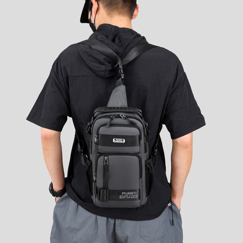 Cross-border men's large-capacity chest bag, high-end cycling sports bag, single-shoulder small crossbody bag and backpack for commuting to work details Picture