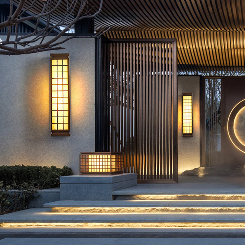 Yunshi wall lamps, outdoor light luxury balcony lamps, new Chinese style Zen-inspired wall lamps, household door and exterior wall lamps, waterproof garden lamps full figure