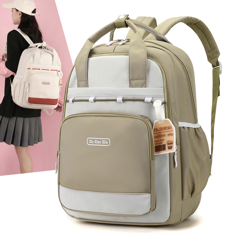 Wholesale cross-border new Korean version backpacks, fresh and clean ins large-capacity middle school schoolbags, casual travel backpacks full figure