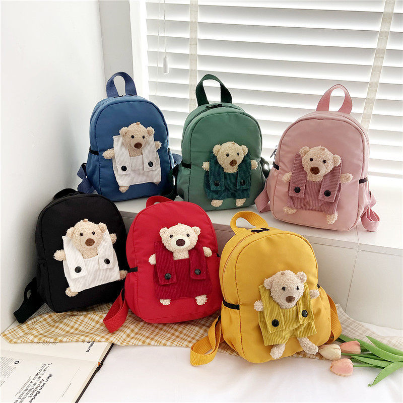 Wholesale of 2021 Autumn and winter new children's backpacks, kindergarten school bags, cartoon bear boys' and girls' backpacks full figure