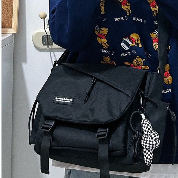 Women's crossbody bag, functional workwear, Japanese casual trendy brand, large-capacity backpack, men's bag, sporty and simple single-shoulder bag Specification drawing