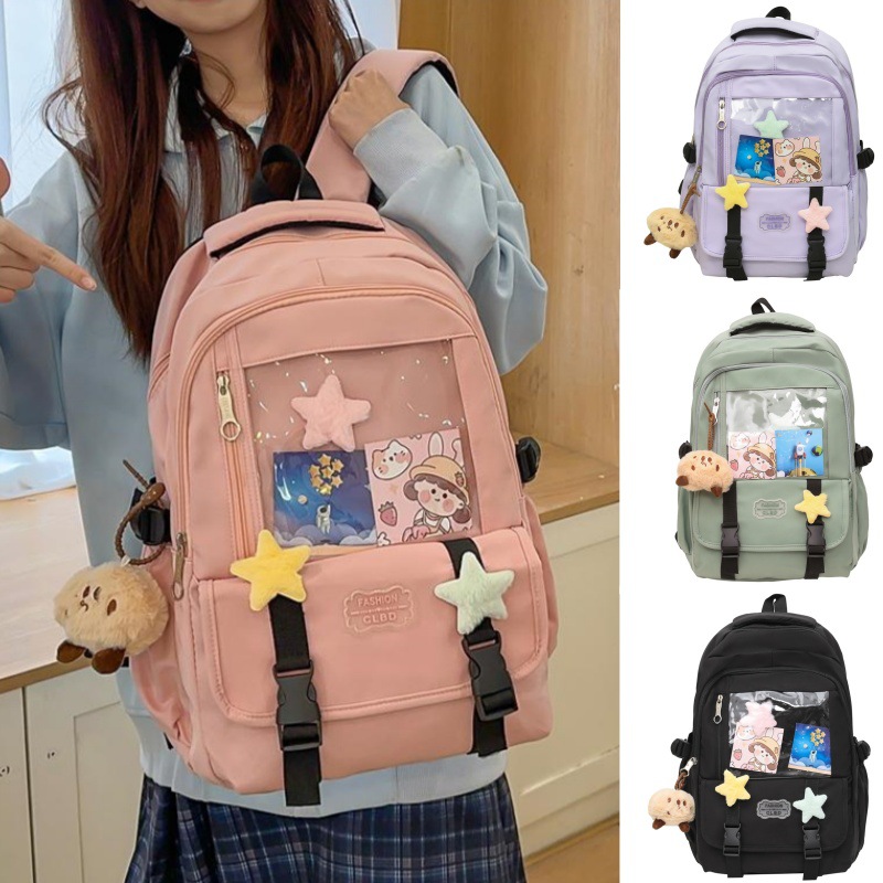 New Korean-style fresh and light backpack, nylon large-capacity schoolbag for junior and senior high school students, high appearance level casual backpack full figure