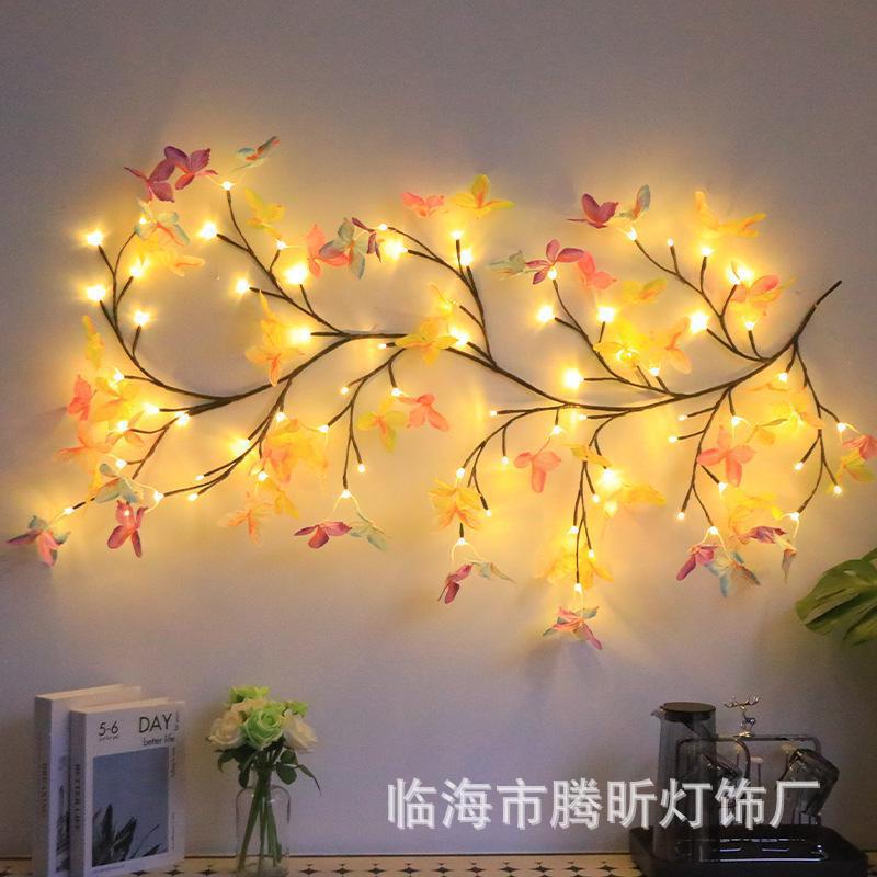 LED butterfly tree vine lamp, flexible shape, peach blossom, cherry blossom vine lamp, maple leaf macaron rose lamp full figure
