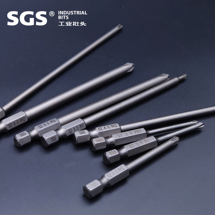 SGS source manufacturer S2 steel strong magnetic high hardness, natural color sandblasted single-head cross screw screwdriver bit electric screwdriver Application Scenario