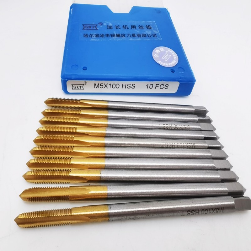 W6542 titanium-coated extended tap straight groove coating extended machine tap M2, M3, M4, M5, M6, M8, M10, M12*130 full figure