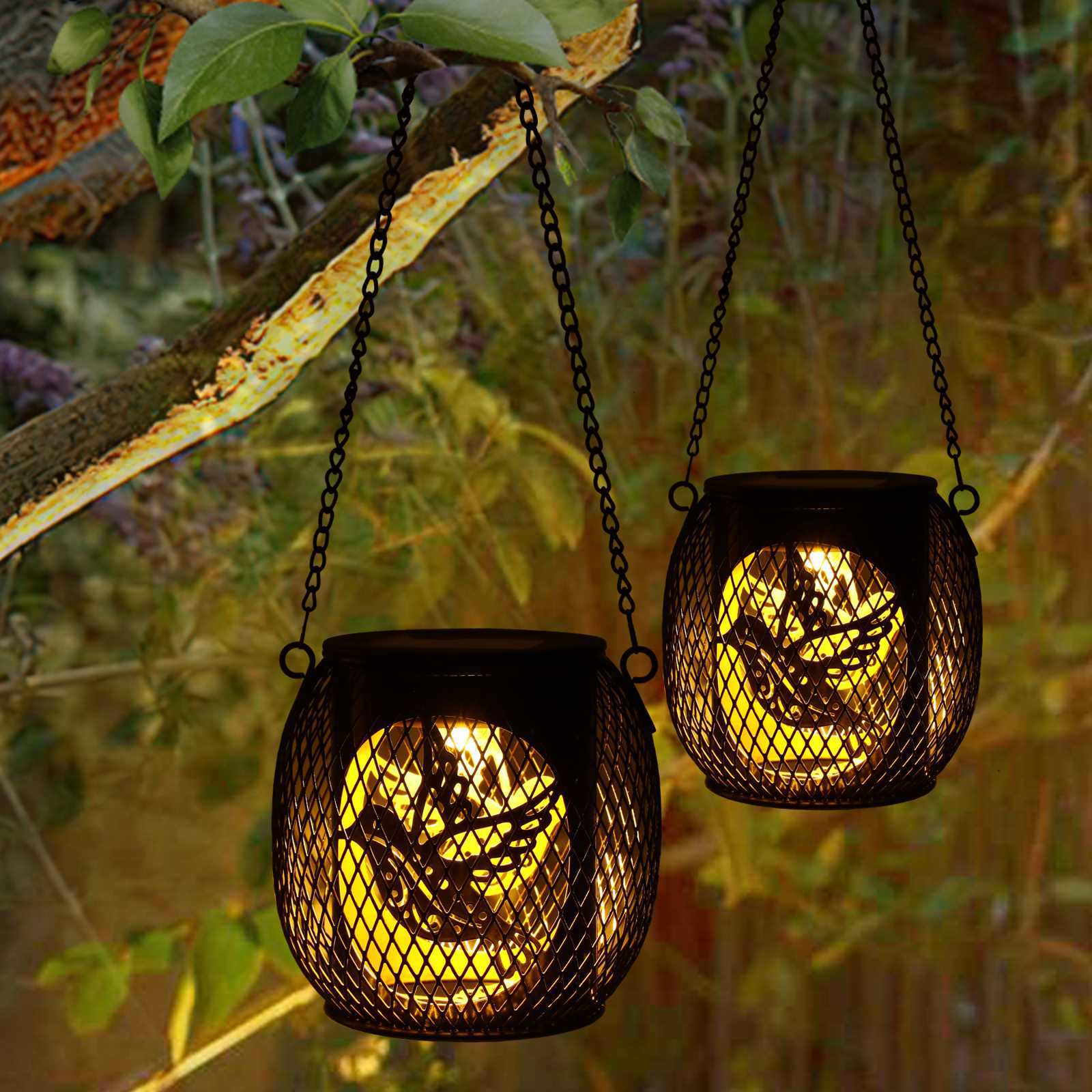 Solar ironwork lamps, garden lamps, outdoor LED decorative lamps, hand-held lamps, Amazon-style ironwork hollowed-out lamps Application Scenario