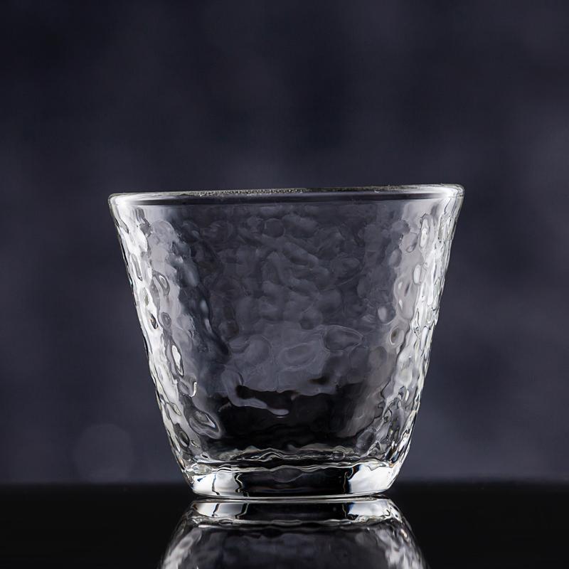 【 Customized LOGO】 Japanese-style creative hammer-patterned tea sea hand-blown high borosilicate heat-resistant glass teacup Specification drawing