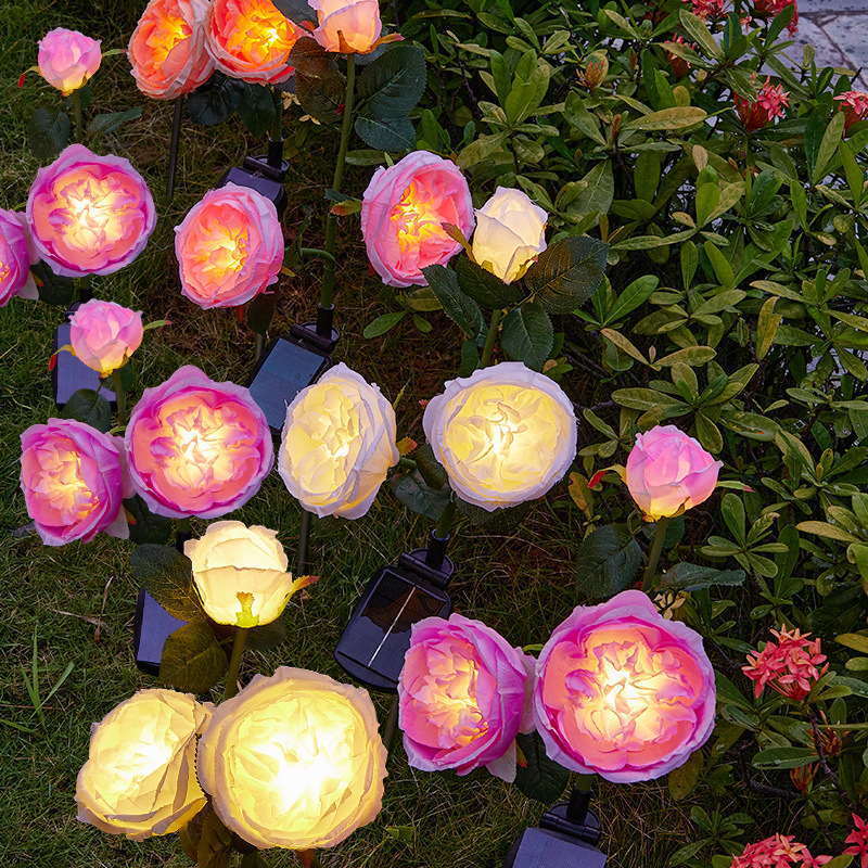 Cross-border LED solar simulation roselle rose lamp, outdoor waterproof garden lawn lamp, floor insert lamp, decorative lamp Specification drawing