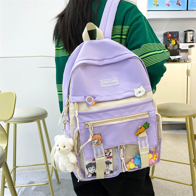 A new, fresh and simple school-style backpack with a large capacity, a Harajuku girl's casual bag, and a student Korean version backpack Specification drawing