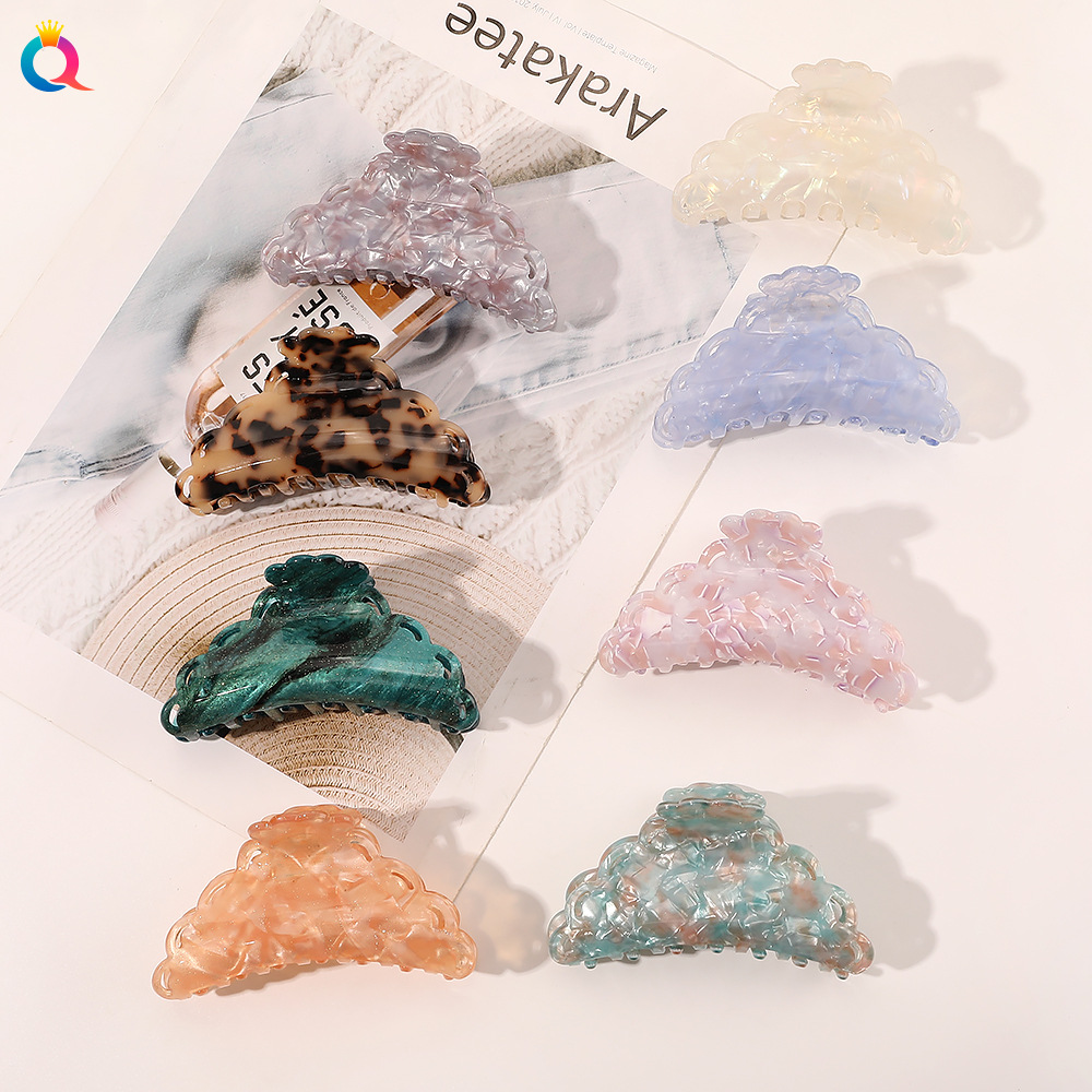Qiyue Korean-style acetic acid hair clip, jelly color large one-piece hair clamp, fashionable and light luxury, back head plate hair clip, hair accessory for women full figure
