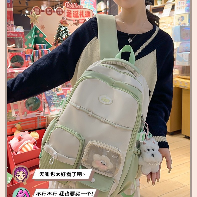 High-end junior high school and college student commuting bag, travel backpack, Korean versatile large-capacity schoolbag, high school student backpack details Picture