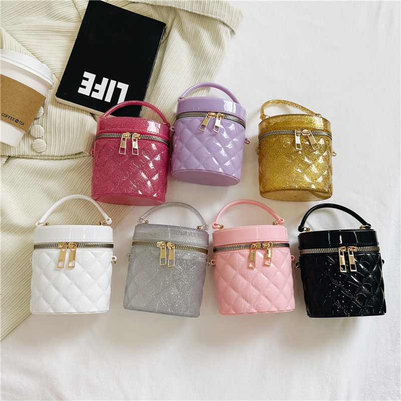 2025 Children's Bag, new cylindrical jelly small bag, mini makeup bag, cute clothing matching, small crossbody bag, handbag full figure