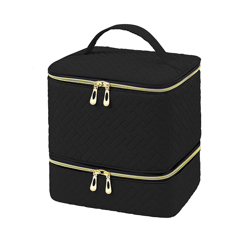 Cross-border best-selling double-layer storage and height-increasing cosmetic bag, large-capacity portable toiletries bag, cosmetic bag, nail polish storage bag Item Picture
