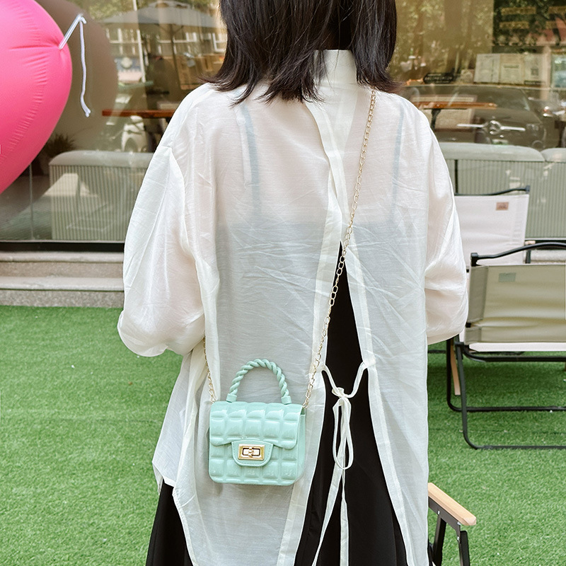 Diamond-shaped hand-held jelly bag 2025 Summer new cross-border women's bag, PVC simple single-shoulder crossbody bag for ladies Specification drawing