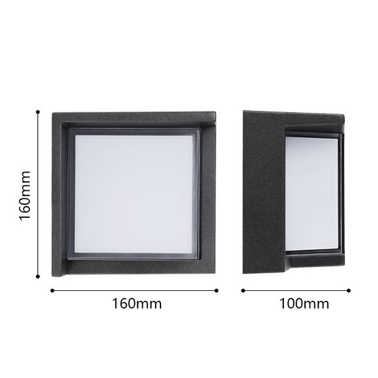 Outdoor led simple waterproof wall light, square aluminum material, corridor, balcony, passageway, hotel staircase, acrylic cross-border Specification drawing