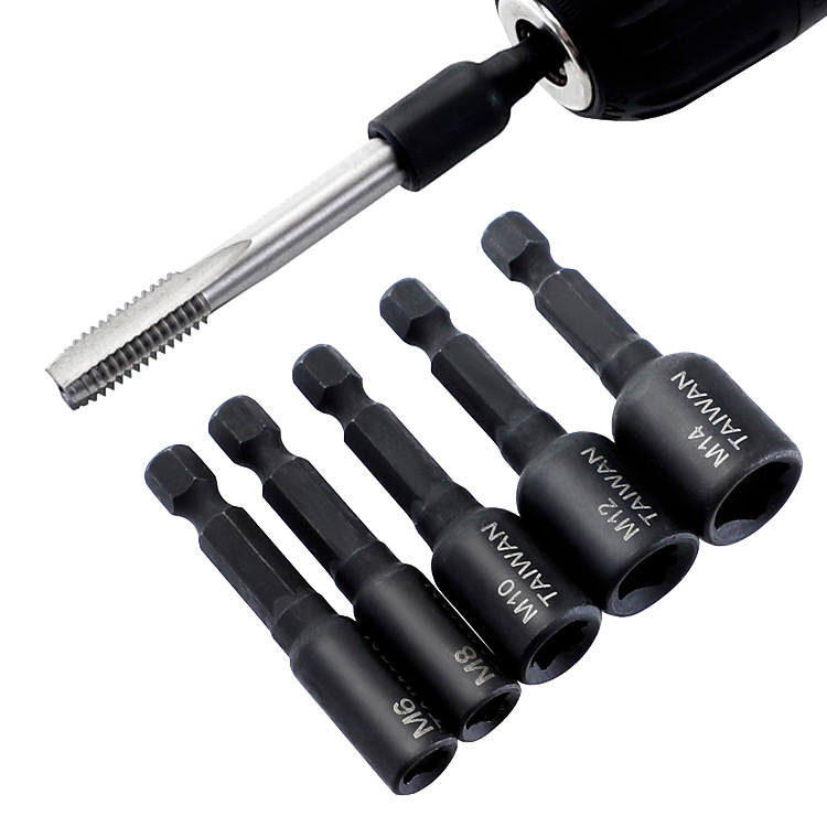 Machine tap socket chuck wrench 1/4 hexagonal handle internal thread return thread tapping socket alloy steel air wrench socket full figure