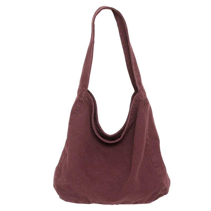 New cross-border fashionable Korean-style canvas bag, ins large-capacity washable fabric single-shoulder bag, simple and casual underarm bag for women Item Picture