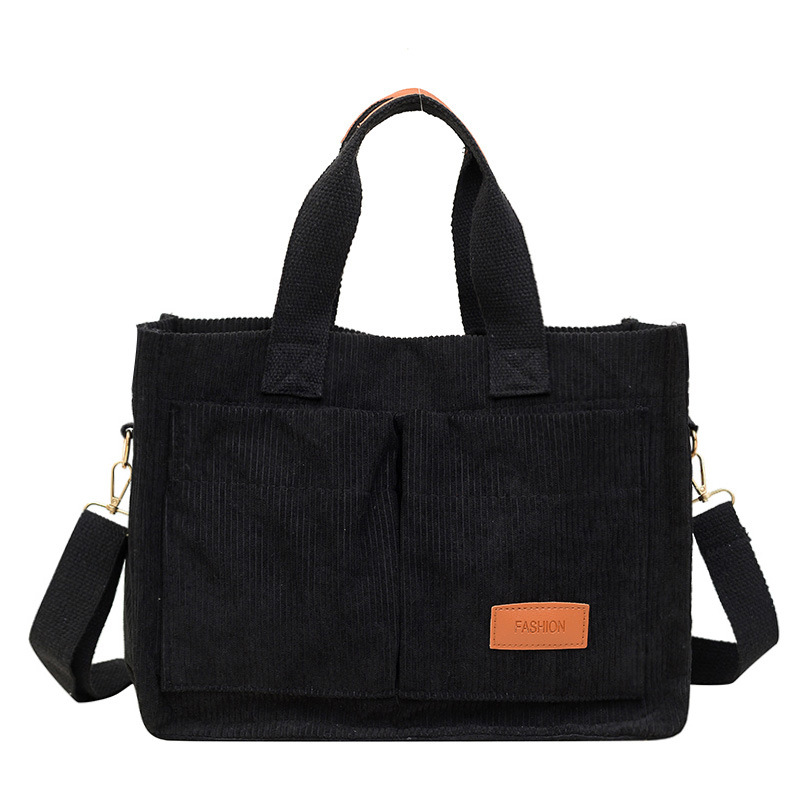 Japanese high-capacity corduroy bag 2024 new style, trendy and versatile student crossbody bag, corduroy casual class tote bag Item Picture