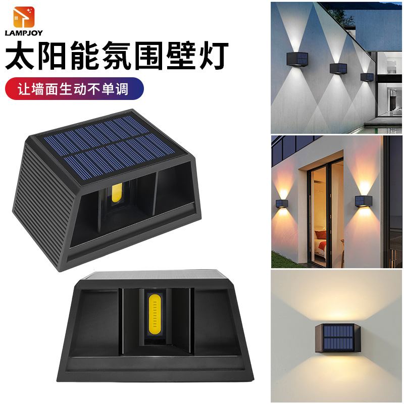 Cross-border new outdoor wall lamps, courtyard landscape decorative lamps, garden fence wall-washing lamps, waterproof solar atmosphere lamps Specification drawing