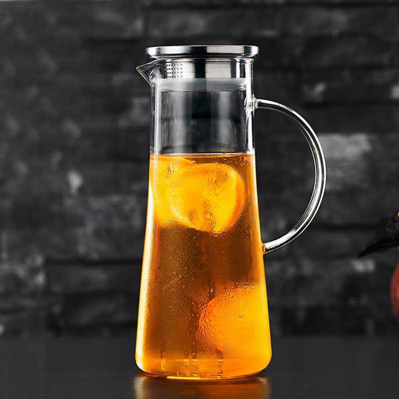 Cold water kettle, high borosilicate glass tea set, large-capacity cold water bottle, stainless steel filter, transparent household juice juicer full figure