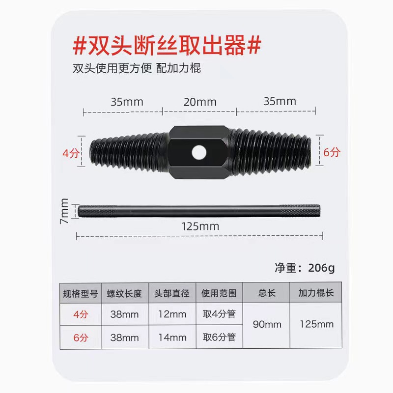 4/6 faucet broken thread remover: Water pipe breakage, double-ended reverse thread crossing the border Application Scenario