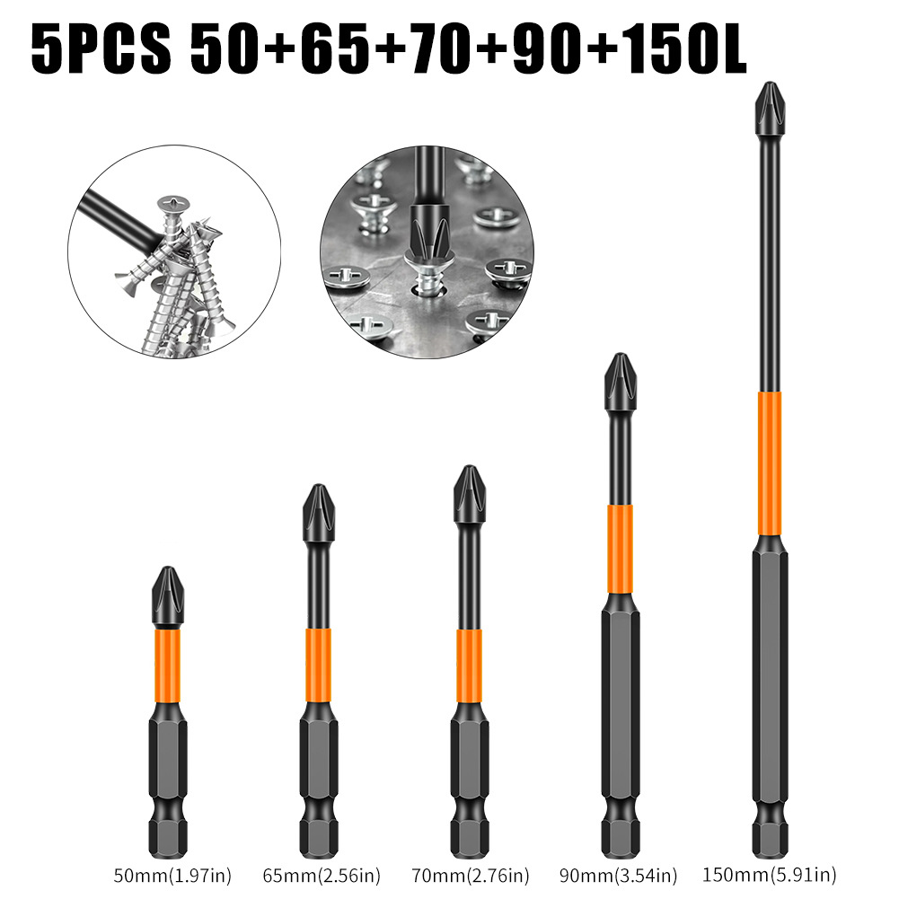 PH2 bullet head Cross torque screwdriver, cross Head screwdriver S2 steel electric screwdriver tip strong magnetic electric drill cross screwdriver undefined