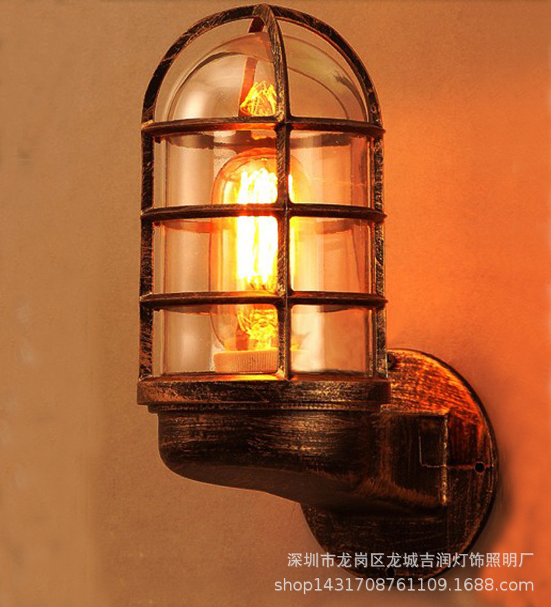 American-style outdoor waterproof wall lamps, retro and nostalgic, coffee bar, corridor, clothing store, industrial style explosion-proof wall lamps full figure