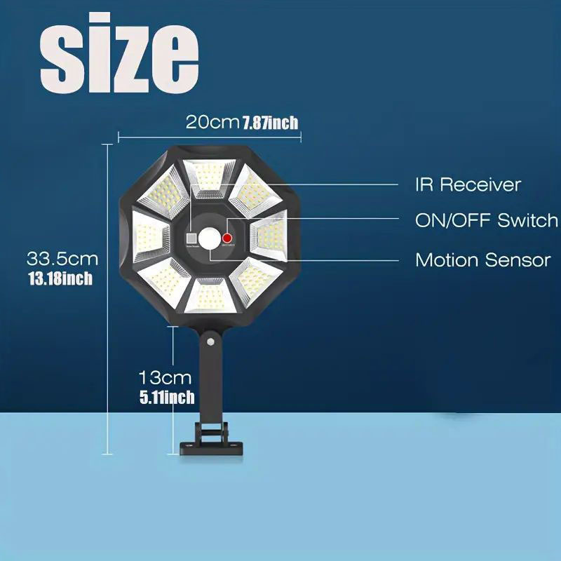 Cross-border 168LED octagonal light strip remote control, large-angle adjustable human body sensing solar charging lamp Application Scenario