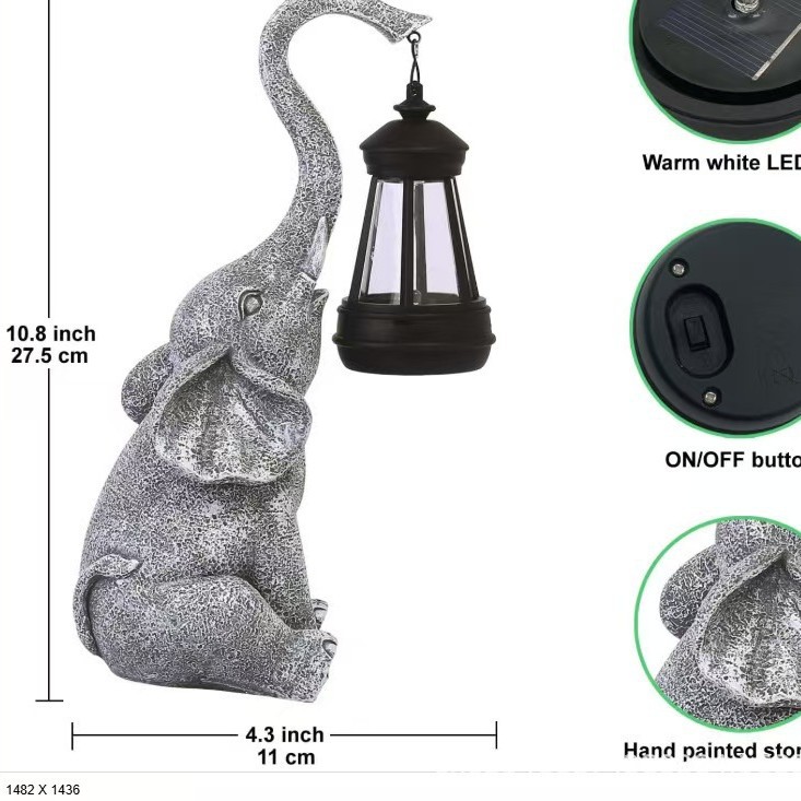Factory direct supply of elephant solar garden lights, elephant hanging lanterns, LED water flow decorations, outdoor yoga statues, waterproof Application Scenario