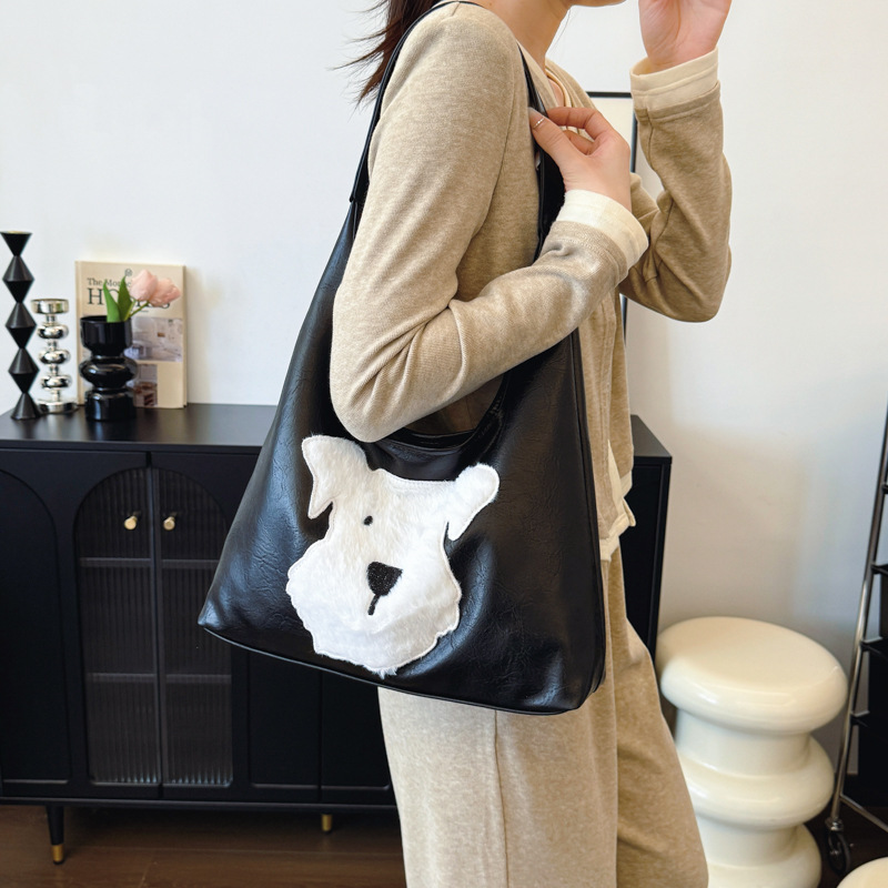 Tote Bag Autumn/Winter 2024 New large-capacity simple Korean style ins large-capacity single-shoulder bag Cartoon commuter women's bag Specification drawing