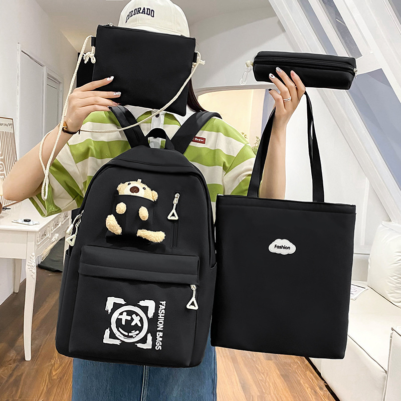 New cross-border backpack set of four pieces, high appearance level, primary school bag for girls, fashionable and simple, junior high school homework bag Application Scenario