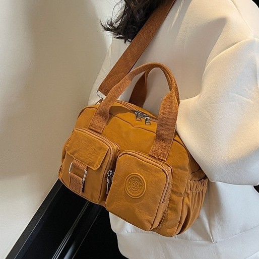 New fashionable multi-pocket women's bag, water-resistant nylon fabric bag, large-capacity hand-carry and one-shoulder crossbody bag for women going out details Picture