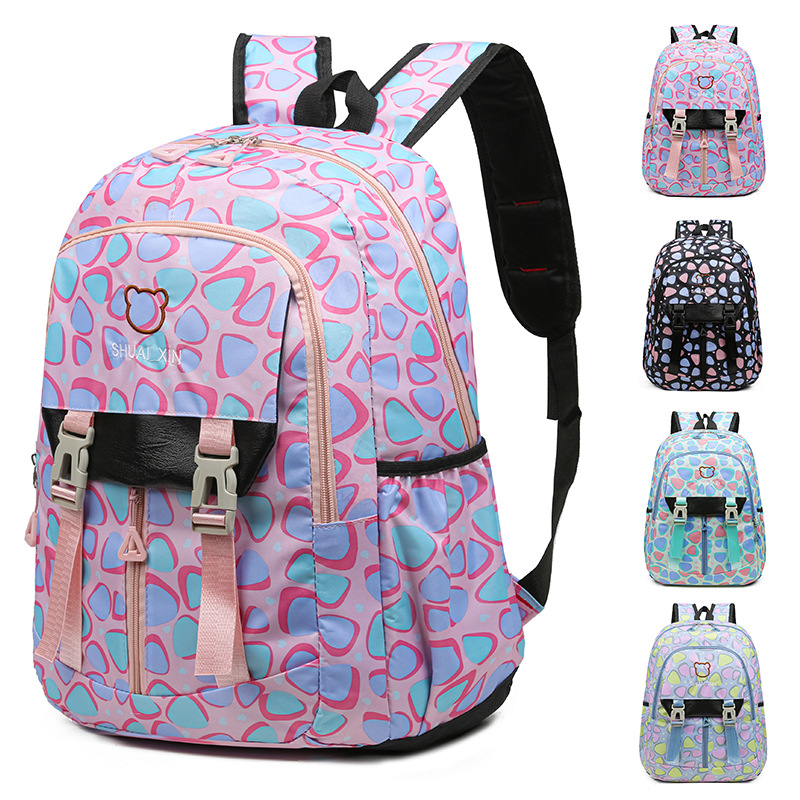 The manufacturer wholesals new types of schoolbags for girls in primary and secondary schools, large-capacity casual and lightweight backpacks, multi-pocket travel backpacks full figure