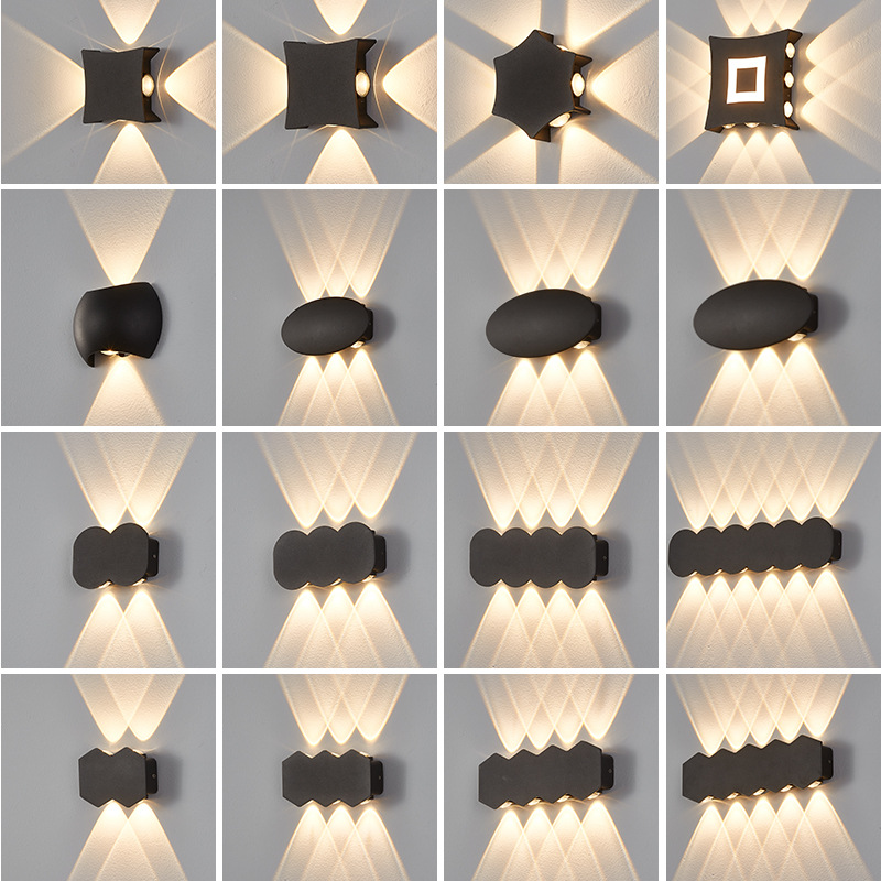 Outdoor wall lamps with waterproof design, modern and simple Nordic style, emitting light up and down. Outdoor staircase, corridor, balcony, and clothing store entrance lamps full figure