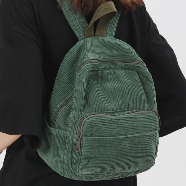 Canvas backpack, women's travel bag, Japanese-style Harajuku small schoolbag, women's forest-style artistic and versatile flat small backpack full figure