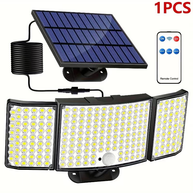 Solar wall lamp security outdoor garage infrared sensor 160LED 224LED split three-head wall lamp full figure