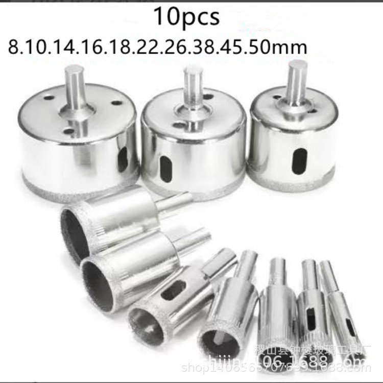 Supply 10pcs and 15pcs sets of electroplated glass drill bits and diamond glass hole openers undefined