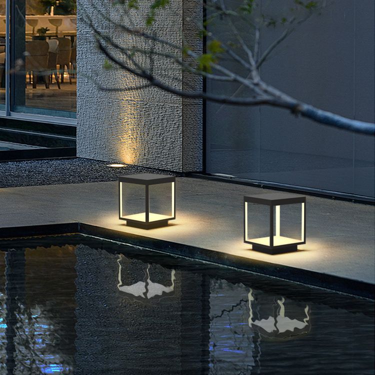 Solar-powered outdoor column head lights, waterproof, modern and simple villa courtyard landscape lights, outdoor fence lights, gate column lights Specification drawing