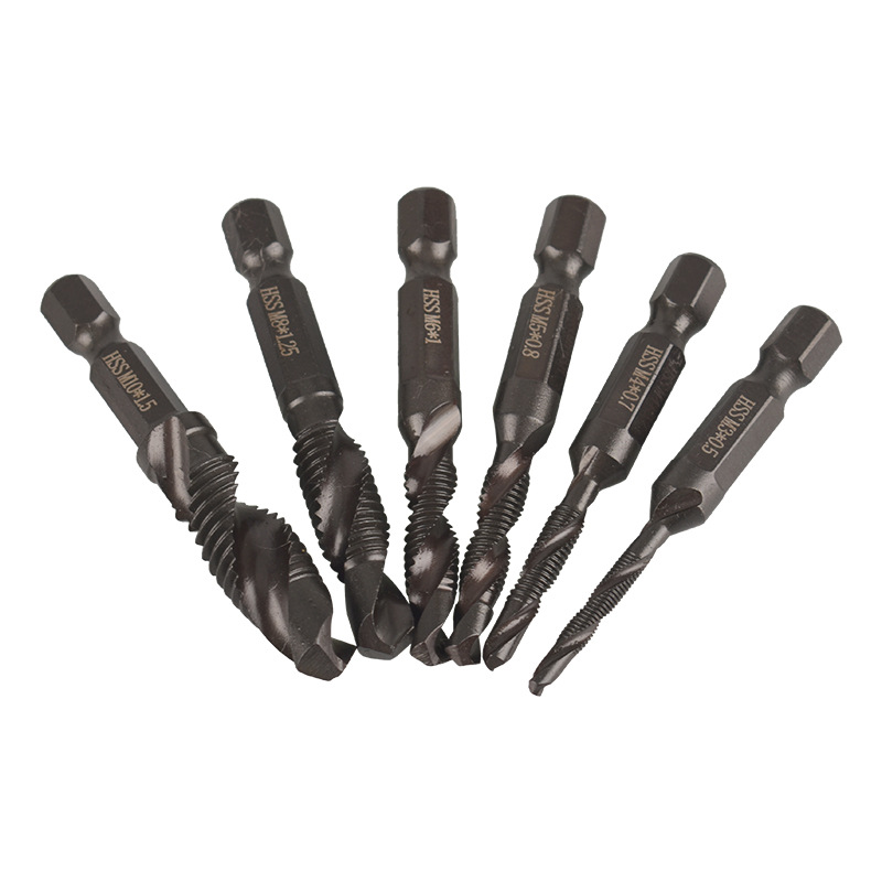 Factory direct sales of hexagonal handle compound tap electric drill drilling tool set, three-in-one spiral tap for drilling and tapping Item Picture