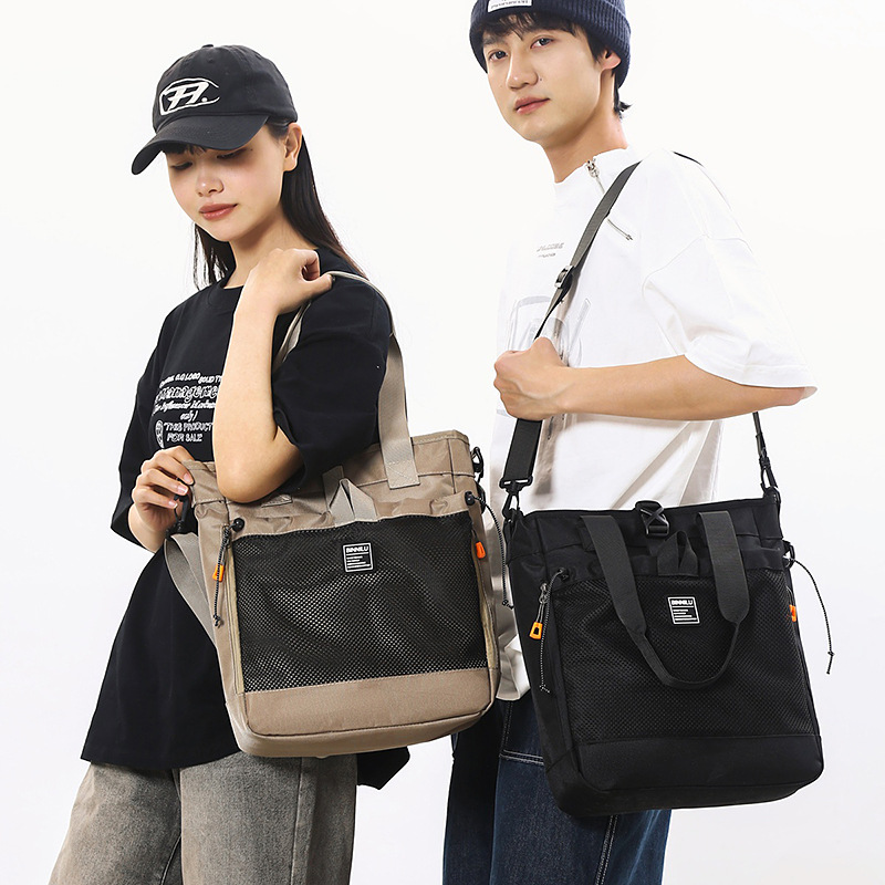 Large-capacity crossbody bag, men's handbag, backpack for junior high school, senior high school and college students, single-shoulder bag, class tutorial and book bag full figure