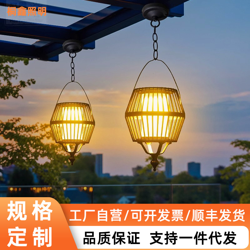 Outdoor chandelier, solar waterproof, garden villa light, corridor, pavilion, outdoor courtyard, landscape, balcony, modern and simple full figure