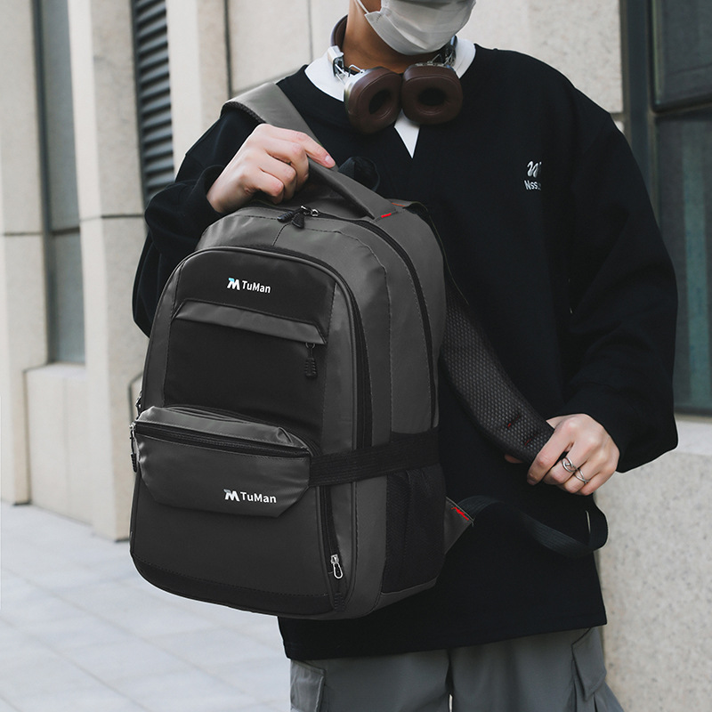 Wholesale of large-capacity, simple student backpacks, college student casual schoolbags, double backpacks and crossbody bags Specification drawing
