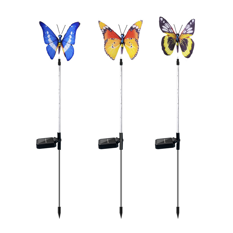 Fiber optic butterfly lights, cross-border solar outdoor garden lights, led colored lawn lights, acrylic lights, decorative landscape lights Item Picture