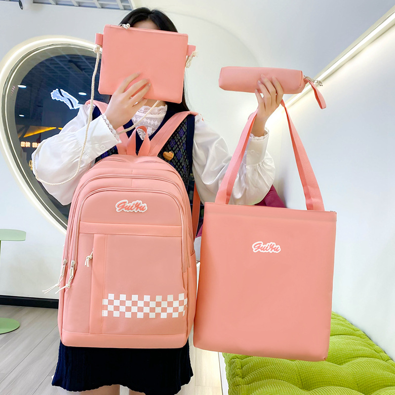 New casual and fashionable schoolbag, cute girls, high appearance level backpack, large-capacity junior high school student tutorial backpack, cross-border details Picture