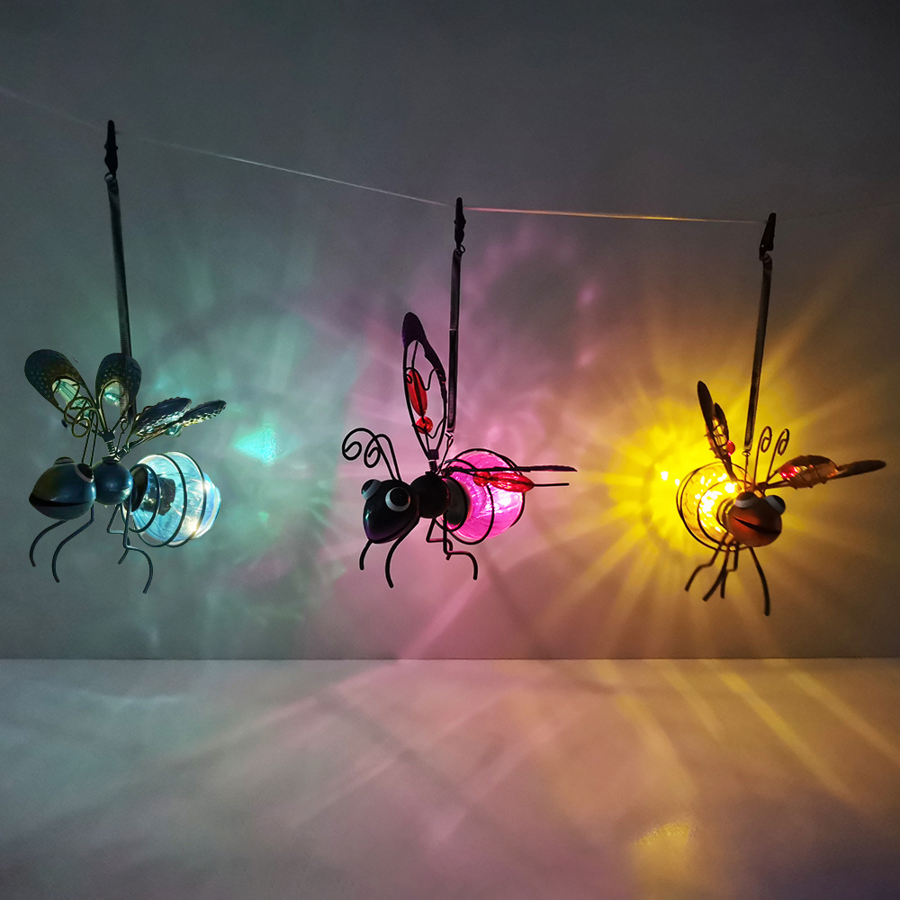New product in stock: Cross-border butterfly fairy Flying solar-powered insect metal handicrafts, garden decorative hanging ornaments details Picture