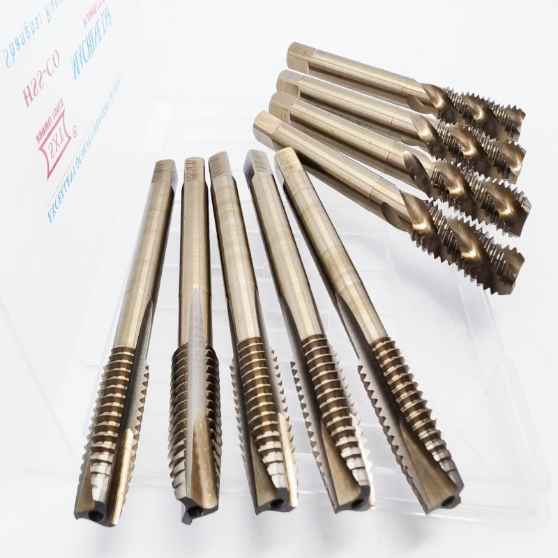 "SXT" Cobalt-containing roasted yellow spiral tap tip, SS-CO high-speed steel machine tap M3-M16 full figure