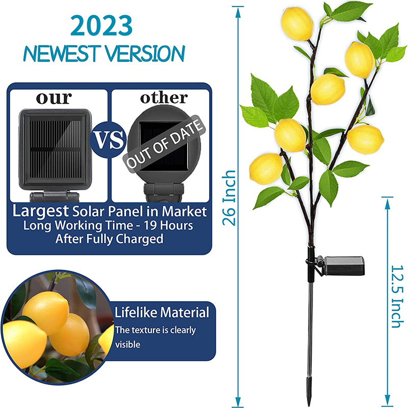 New cross-border Amazon solar lemon lamp, lawn, courtyard, outdoor landscape and atmosphere LED night light details Picture
