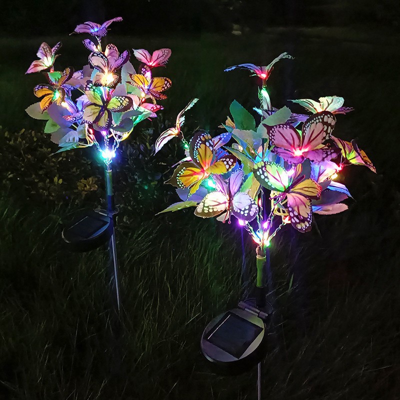 Solar butterfly flower tree ground socket light factory direct sales outdoor waterproof LED lawn garden festival decorative light Application Scenario