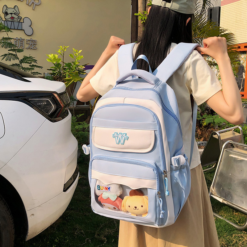 This high-appearance-level backpack is simple, large-capacity, cute and casual for girls. It is a Japanese-style backpack that is light for junior high school, senior high school and college students Specification drawing