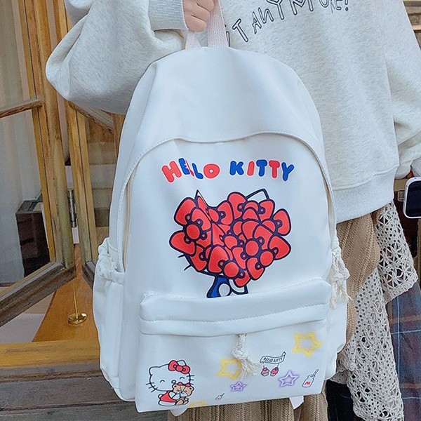 Cute cartoon student large-capacity backpack, cream backpack, new fresh and cute KT cat casual trendy backpack details Picture